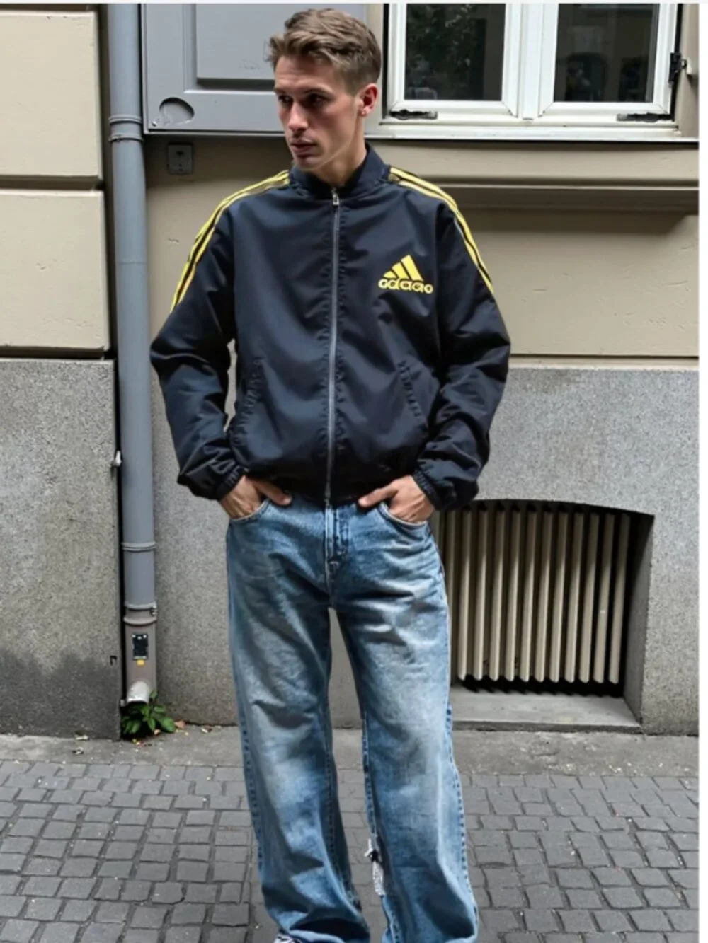 Adidas 3 Gold stripes windbreakers jacket M